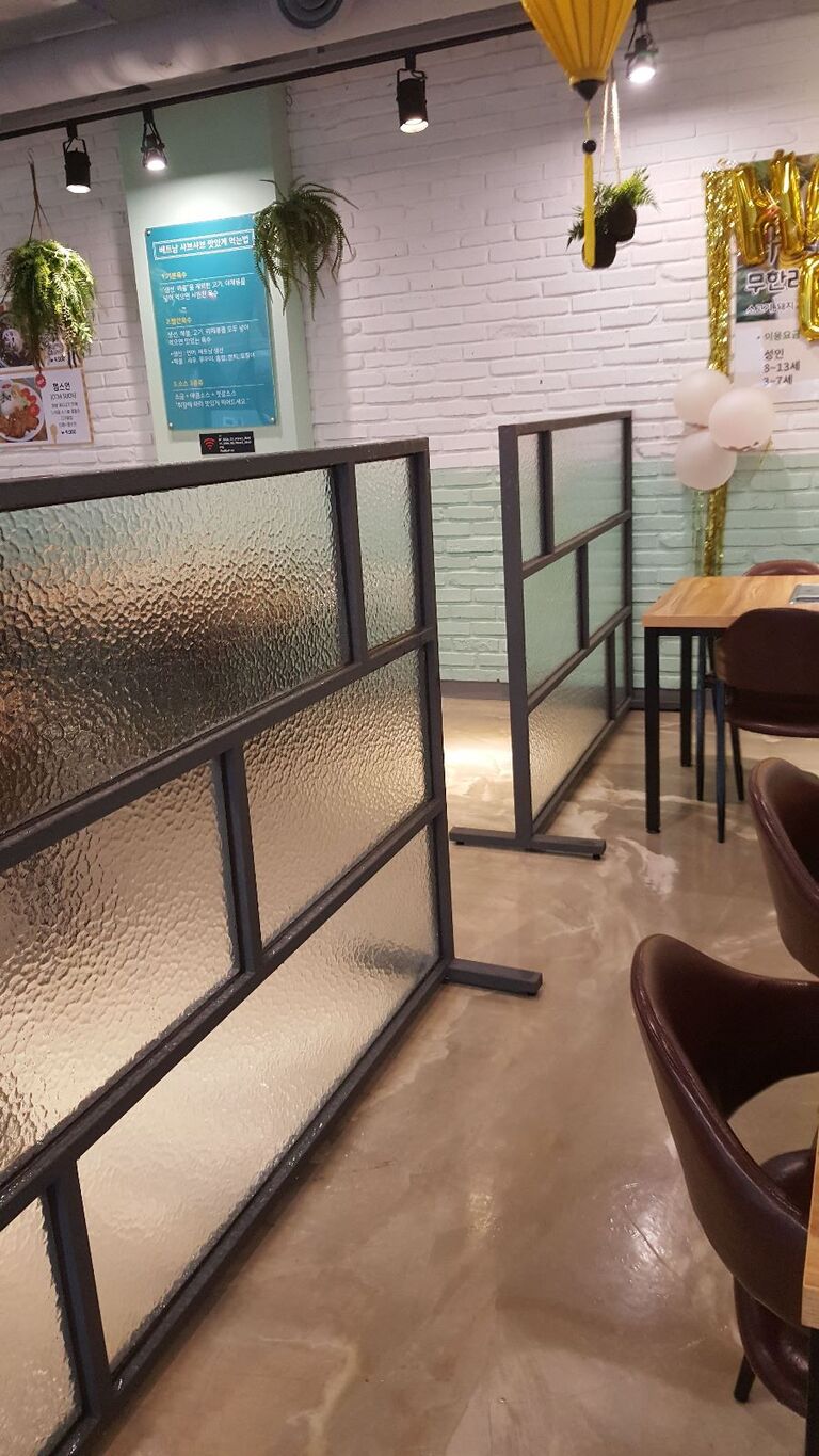 식당 아쿠아 유리파티션- 맞춤제작 설치